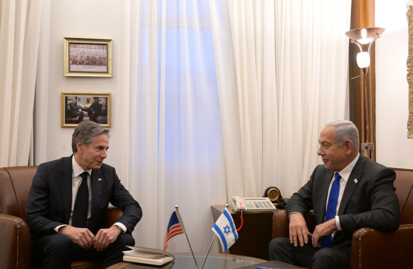  Prime Minister Benjamin Netanyahu meets with US Secretary of State Antony Blinken during Blinken's visit to Israel on January 30, 2023. (credit: AMOS BEN-GERSHOM/GPO)