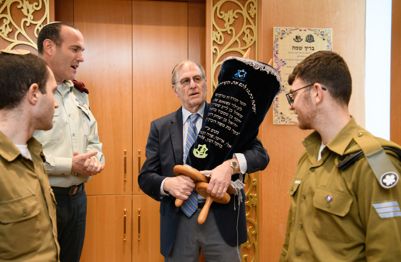 Dr. Edward Wolf, son of Florence and Cyrus Wolf, and Lt.-Col. Shai Abramson (photo credit: COURTESY- FRIENDS OF THE IDF)