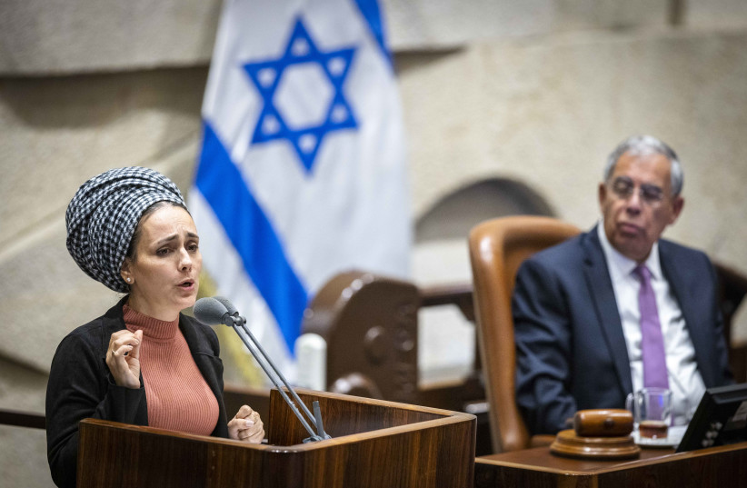  Otzma Yehudit MK Limor Son Har-Melech attends a discussion at  the Knesset, in Jerusalem, on November 22, 2022. (photo credit: OLIVIER FITOUSSI/FLASH90)