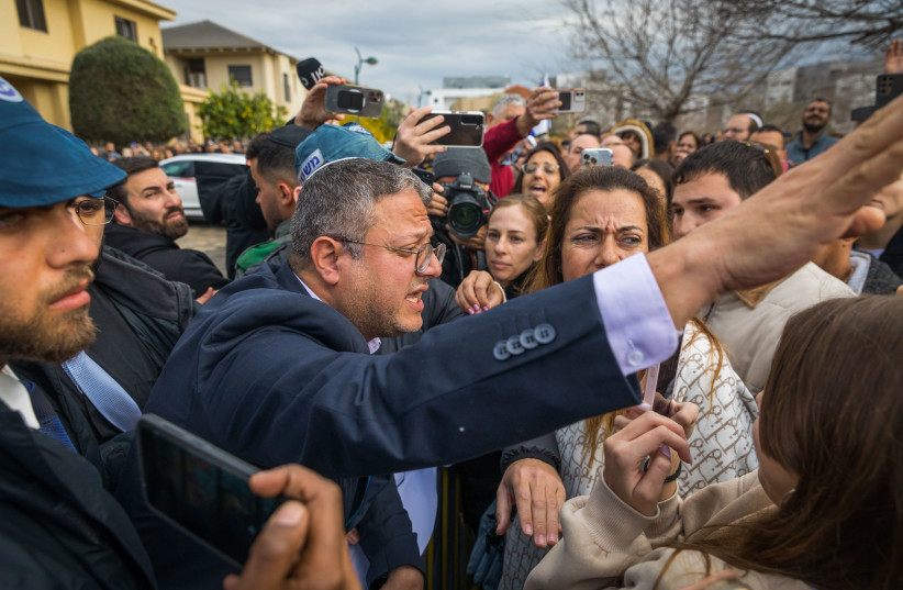  Israel's National Security Minister Itamar Ben-Gvir visits Gedera after the horrific rape of a woman, on February 3, 2023.  (photo credit: FLASH90)