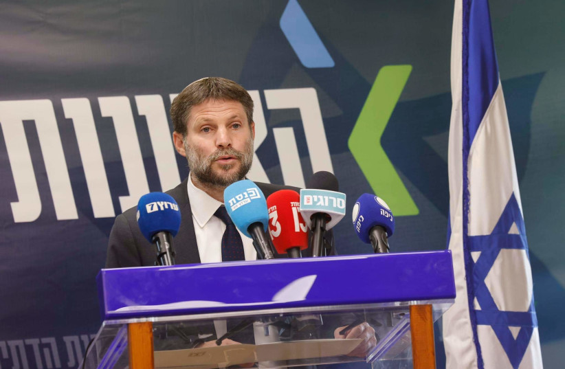  Religious Zionist Party chairman and Israeli Finance Minister Bezalel Smotrich is seen at a faction meeting at the Knesset, in Jerusalem, on February 6, 2023. (credit: MARC ISRAEL SELLEM/THE JERUSALEM POST)