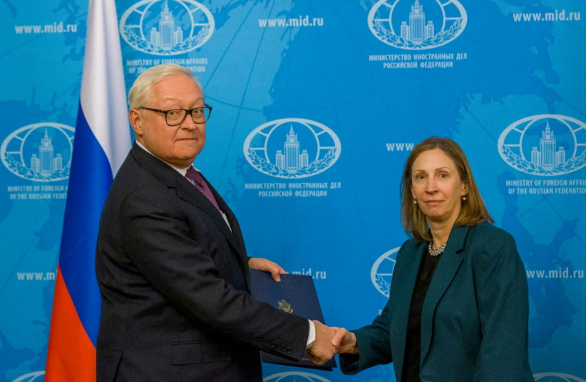  Russian Deputy Foreign Minister Sergei Ryabkov attends a meeting with U.S. ambassador to Russia Lynne Tracy in Moscow, Russia, January 30, 2023. (credit: RUSSIAN FOREIGN MINISTRY/HANDOUT VIA REUTERS)