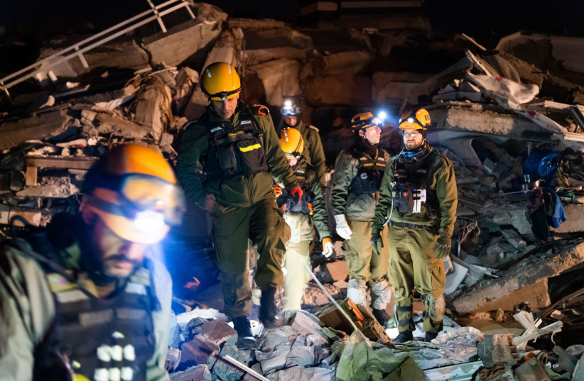 The IDF rescue mission to Turkey rescued a 23-year-old woman from under the rubble of a collapsed building on Tuesday night, February 8, 2022. (photo credit: IDF SPOKESPERSON'S UNIT)