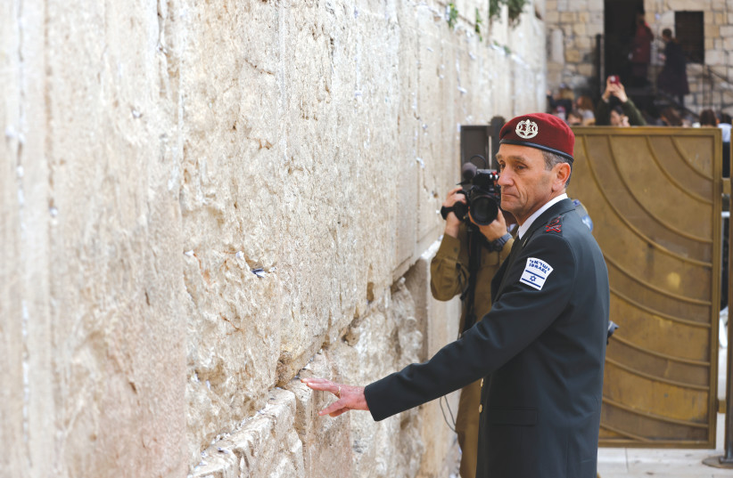  NEW IDF Chief of Staff Herzi Halevi visits the Western Wall upon taking over as military chief, last month. Halevi says the recent military exercises with the US have strengthened Israel’s defensive capabilities.  (photo credit: OLIVER FITOUSSI/FLASH90)