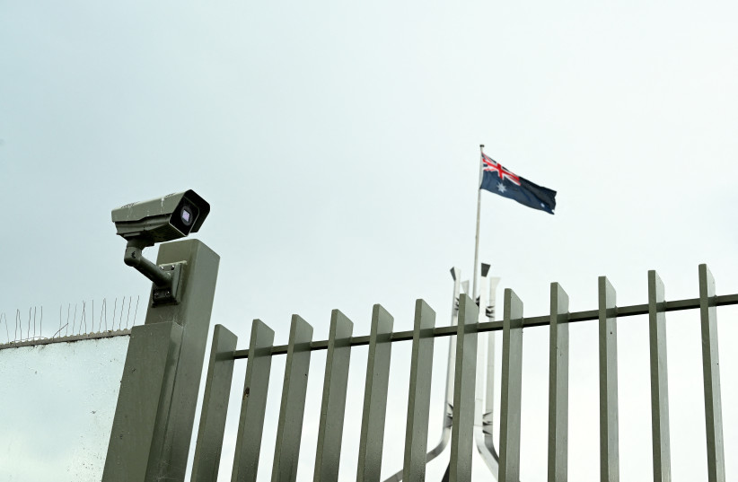  A security camera is seen outside Parliament House in Canberra, Australia, February 9, 2023 (photo credit: AAP Image/Lukas Coch via REUTERS)
