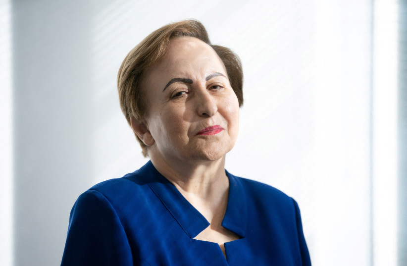 Iranian Nobel Peace Prize Laureate Shirin Ebadi poses for a photograph at the Thomson Reuters office in London, Britain, February 2, 2023. (photo credit: REUTERS/SUZANNE PLUNKETT)