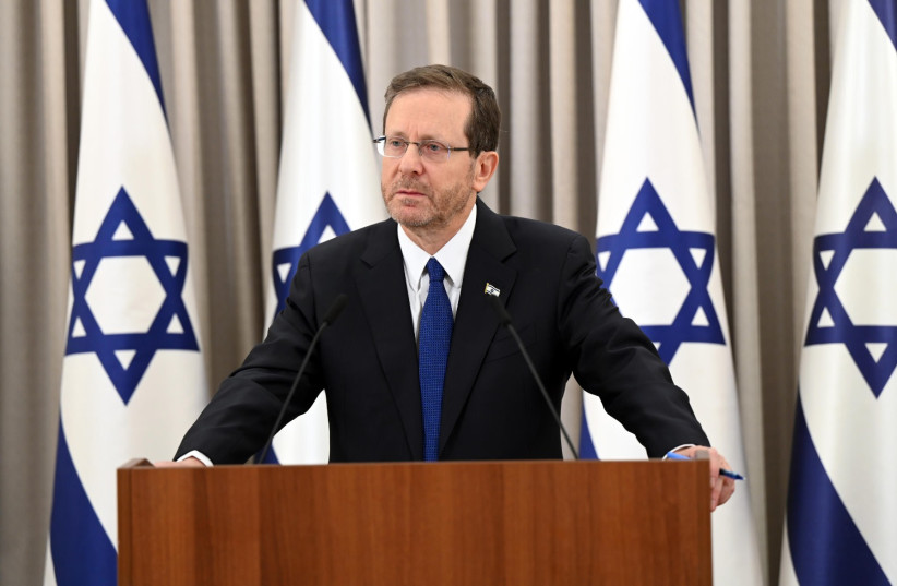  President Isaac Herzog speaks on Israel's judicial reform on February 12, 2023 (photo credit: HAIM ZACH/GPO)