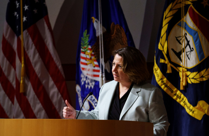  Lisa Monaco, deputy US attorney general, speaks during the Bureau of Alcohol, Tobacco, Firearms and Explosives (ATF) Police Executives Forum in Washington, DC, US, on Friday, May 6, 2022. (photo credit: REUTERS/SARAH SILBIGER)