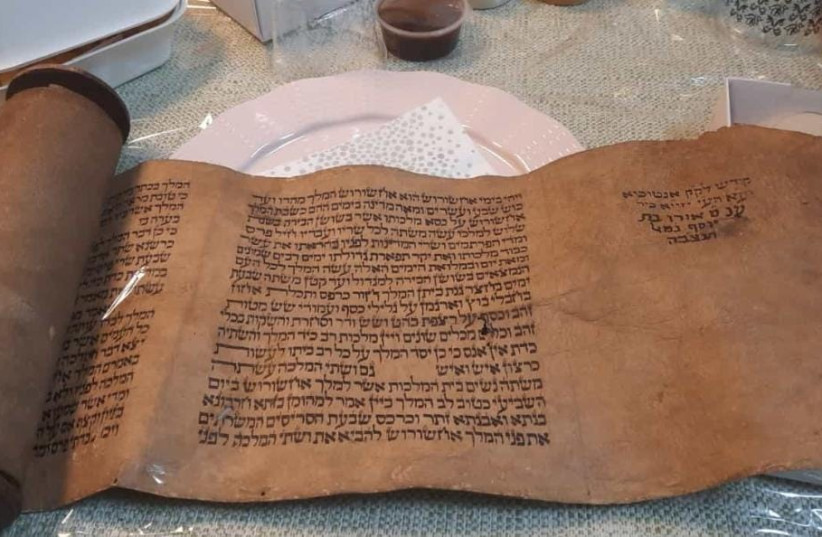  Ancient Book of Esther scrolls recovered among the ruins of Antakya, Turkey following devastating earthquakes (photo credit: ZAKA)