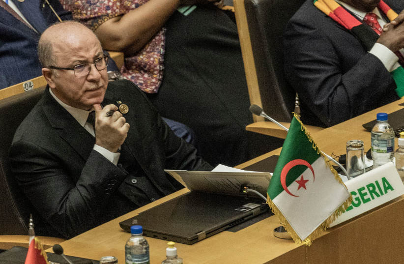  Algeria's Prime Minister Aymen Benabderrahmane looks on during the 36th Ordinary Session of the Assembly of the African Union (AU) at the Africa Union headquarters in Addis Ababa on February 18, 2023.  (photo credit: AMANUEL SILESHI/AFP VIA GETTY IMAGES)