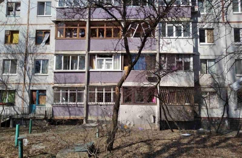  Olga Mikulenko’s apartment complex in Kharkiv. (credit: OLGA MIKULENKO)