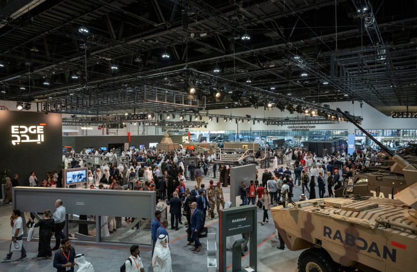  A general view of the 2023 International Defence Exhibition and Conference (IDEX), at Abu Dhabi National Exhibition Centre (ADNEC) in Abu Dhabi, United Arab Emirates, February 22, 2023. (credit: Abdulla Al Neyadi/UAE Presidential Court/Handout via REUTERS)