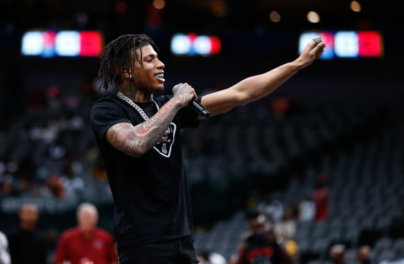  Music artist NLE Choppa performs during week four of the Big3 3-on-3 basketball league at American Airlines Center. (photo credit: Aric Becker/USA TODAY Sports)