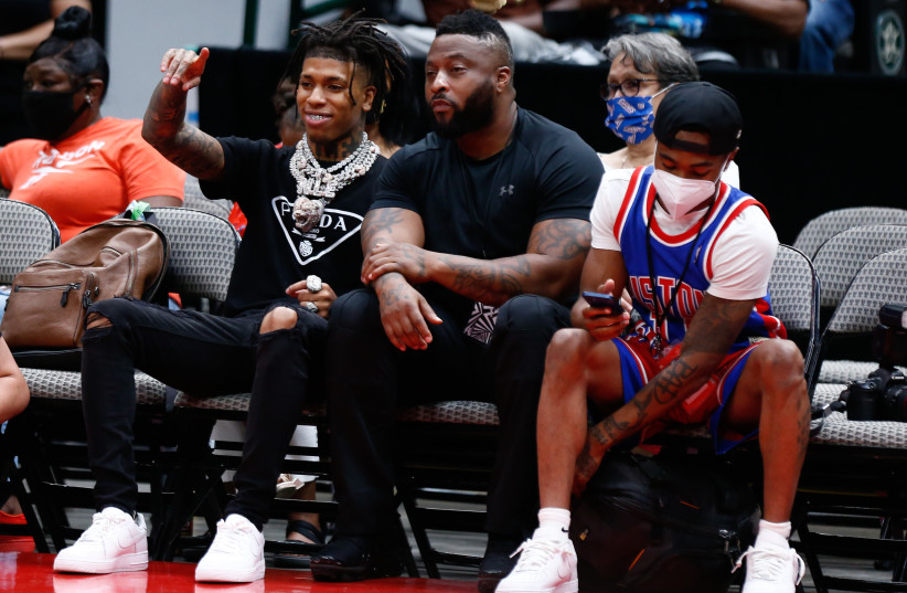 Music artist NLE Choppa in attendance during week four of the Big3 3-on-3 basketball league at American Airlines Center.  (credit: Aric Becker/USA TODAY Sports)