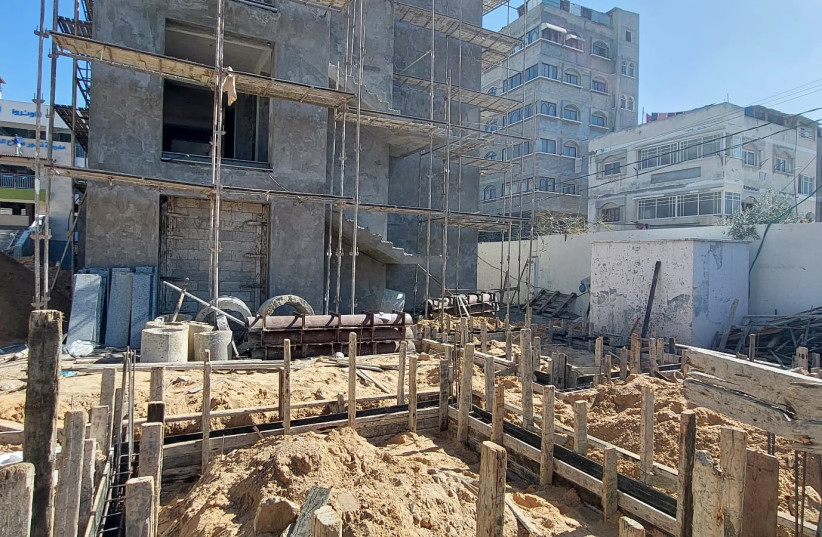  Work stopped on UNRWA construction sites in Gaza during a contractors union strike on February 21, 2023. (photo credit: HAZEM ALBAZ/THE MEDIA LINE)