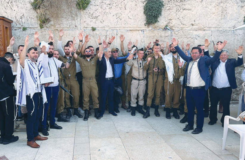  LONE SOLDIERS Bar mitzvah ceremony at the Western Wall. (photo credit: Pavel Dubovyk)