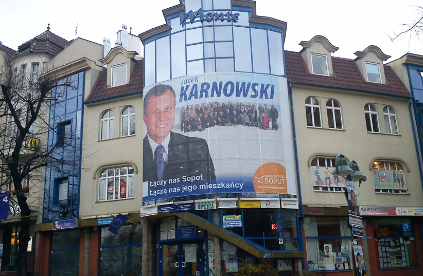  Jacek Karnowski's poster during the 2010 elections campaign. (photo credit: Tomasz Przechlewski/Wikimedia Commons)
