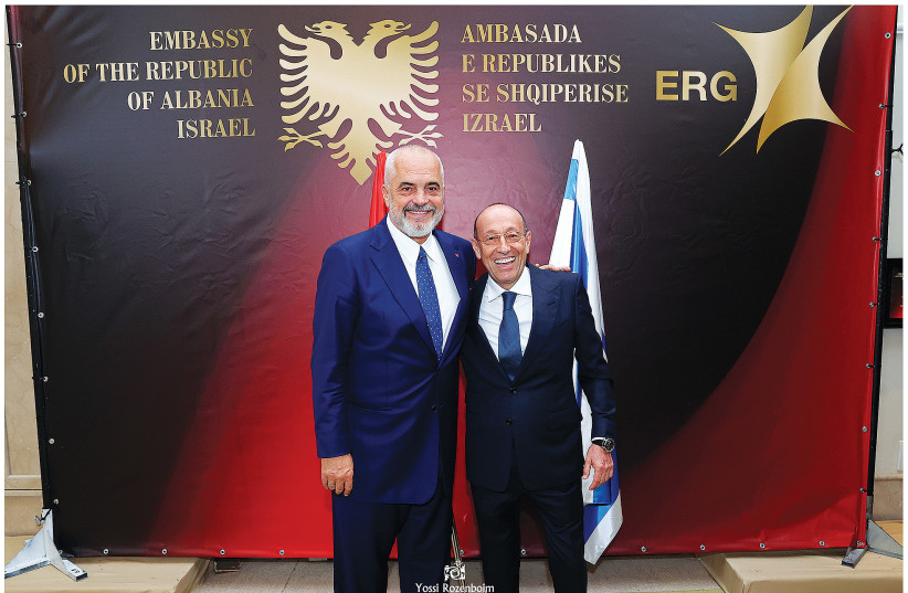  ALBANIAN PRIME MINISTER Edi Rama (left) with philanthropist Alexander Machkevitch. (photo credit: YOSSI ROZENBOIM)