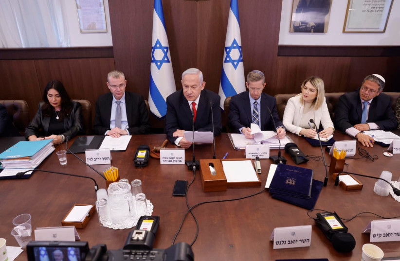  Prime Minister Benjamin Netanyahu attends a weekly cabinet meeting at the Knesset, March 5, 2023. (credit: MARC ISRAEL SELLEM/THE JERUSALEM POST)