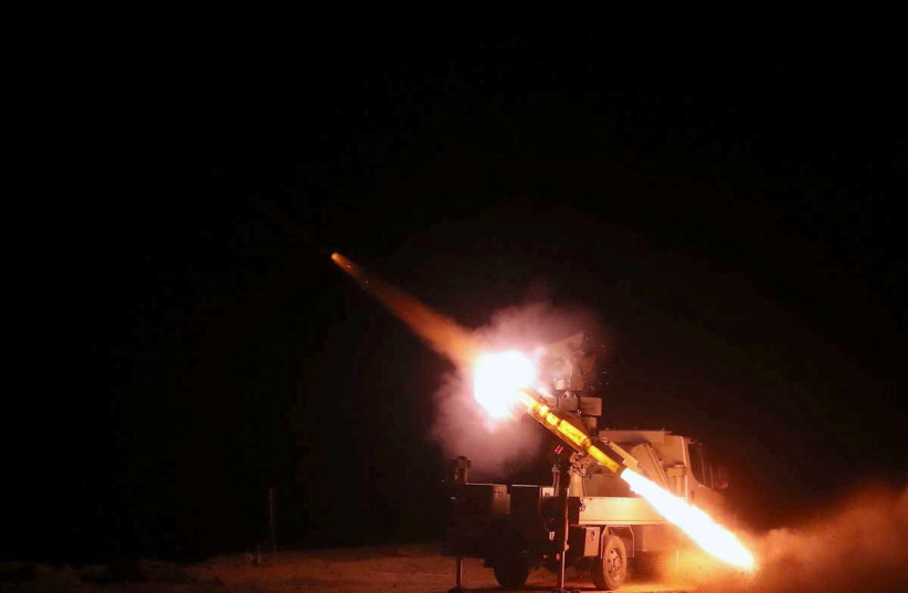  An undated handout picture shows a missile being launched during a military exercise in an undisclosed location in Iran, obtained by Reuters on February 28, 2023.  (credit: IRANIAN ARMY/WANA (WEST ASIA NEWS AGENCY)/HANDOUT VIA REUTERS)