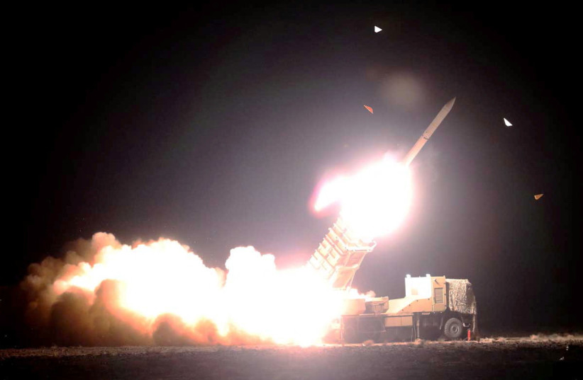  An undated handout picture shows a missile being launched during a military exercise in an undisclosed location in Iran, obtained by Reuters on February 28, 2023. (credit: IRANIAN ARMY/WANA (WEST ASIA NEWS AGENCY)/HANDOUT VIA REUTERS)