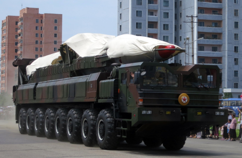  A North Korean ballistic missile (photo credit: Wikimedia Commons)