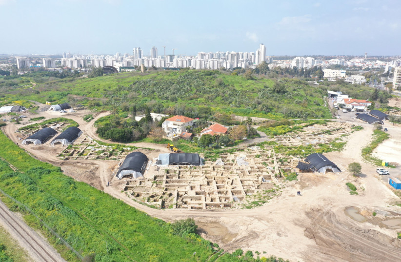  THE WINE complex at Yavne was discovered close to the modern town, on the southern coastal plain. (photo credit: Assaf Peretz/Israel Antiquities Authority)