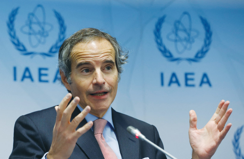  IAEA DIRECTOR-GENERAL Rafael Grossi addresses the media during an agency Board of Governors meeting in Vienna, on Monday.  (photo credit: Leonhard Foeger/Reuters)