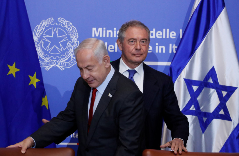  Israeli Prime Minister Benjamin Netanyahu arrives for a meeting with Italy's Minister for Industry and Made, at economic forum, in Rome, Italy, March 10, 2023. (credit: REMO CASSILI/REUTERS)