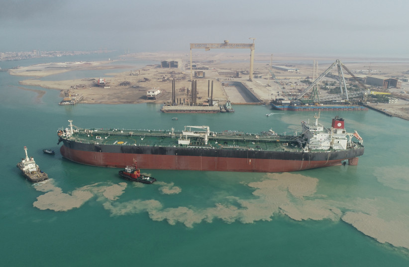  The second Aframax-sized oil tanker sold to Venezuela is seen in Bushehr coast (credit: REUTERS)