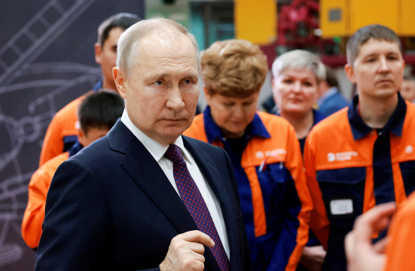  Russian President Vladimir Putin visits aviation plant in Ulan-Ude, Buryatia republic, Russia March 14, 2023. (credit: Sputnik/Vladimir Gerdo/Pool via REUTERS)