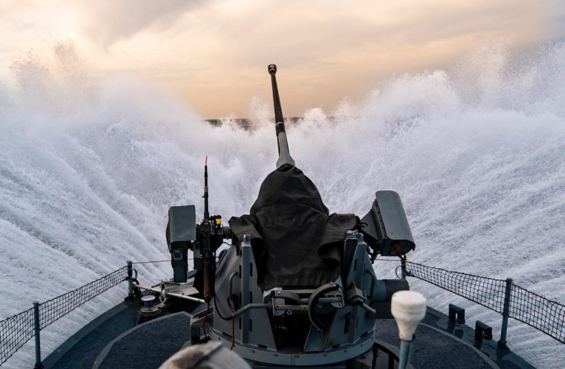  Showing off IDF navy typhoon cannon (photo credit: IDF SPOKESPERSON'S UNIT)