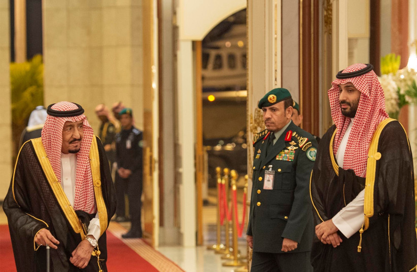  Saudi Arabia's King Salman bin Abdulaziz and Crown Prince of Saudi Arabia Mohammad bin Salman are seen during the 14th Islamic summit of the Organisation of Islamic Cooperation (OIC) in Mecca, Saudi Arabia June 1, 2019 (photo credit: REUTERS)