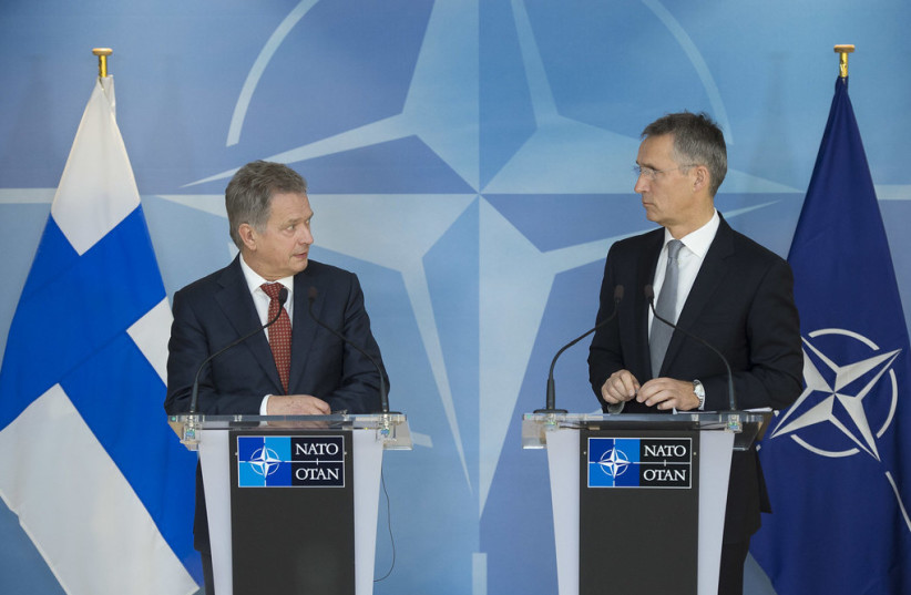 Joint press point with NATO Secretary General Jens Stoltenberg and the President of the Republic of Finland, Sauli Niinisto (photo credit: FLICKR)
