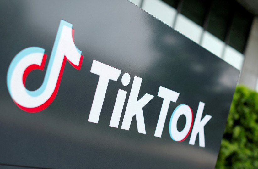 The TikTok logo is pictured outside the company's US head office in Culver City, California, US, September 15, 2020. (photo credit: REUTERS/MIKE BLAKE/FILE PHOTO)