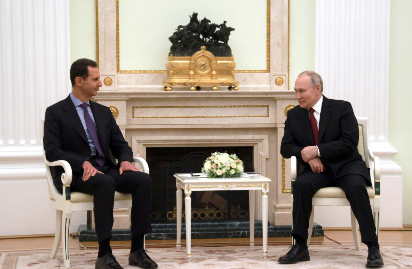  Russian President Vladimir Putin attends a meeting with Syrian President Bashar al-Assad at the Kremlin in Moscow, Russia, March 15, 2023 (credit: Sputnik/Vladimir Gerdo/Pool via REUTERS)