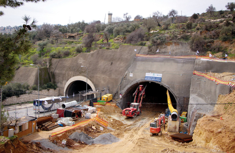  INITIAL CONSTRUCTION of the tunnel road, Feb. 2020. (credit: GERSHON ELINSON/FLASH90)