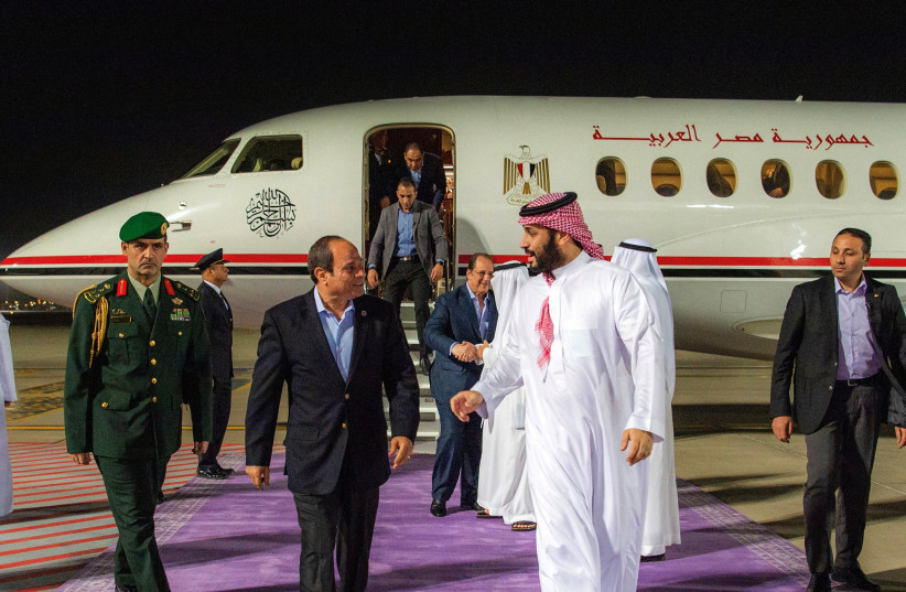  Saudi Crown Prince Mohammed bin Salman receives Egyptian President Abdel Fattah al-Sisi in Jeddah, Saudi Arabia, April 03, 2023 (credit: SAUDI PRESS AGENCY/HANDOUT VIA REUTERS)
