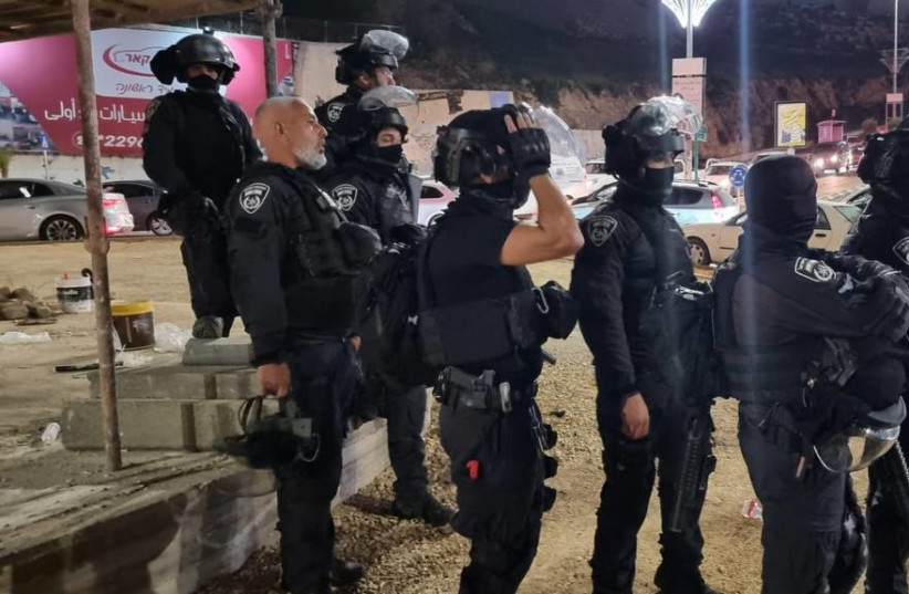  Israel Police officers during riots in Umm el-Fahm, April 5, 2023. (credit: ISRAEL POLICE SPOKESPERSON'S UNIT)