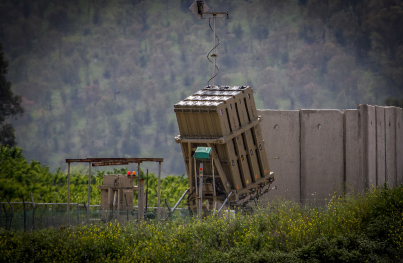An Iron dome anti-missile system near the border with Lebanon, in northern Israel, April 7, 2023 (credit: AYAL MARGOLIN/FLASH90)