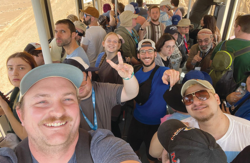  RIDING THE cable car up to the top of Masada. (credit: HOWARD BLAS)