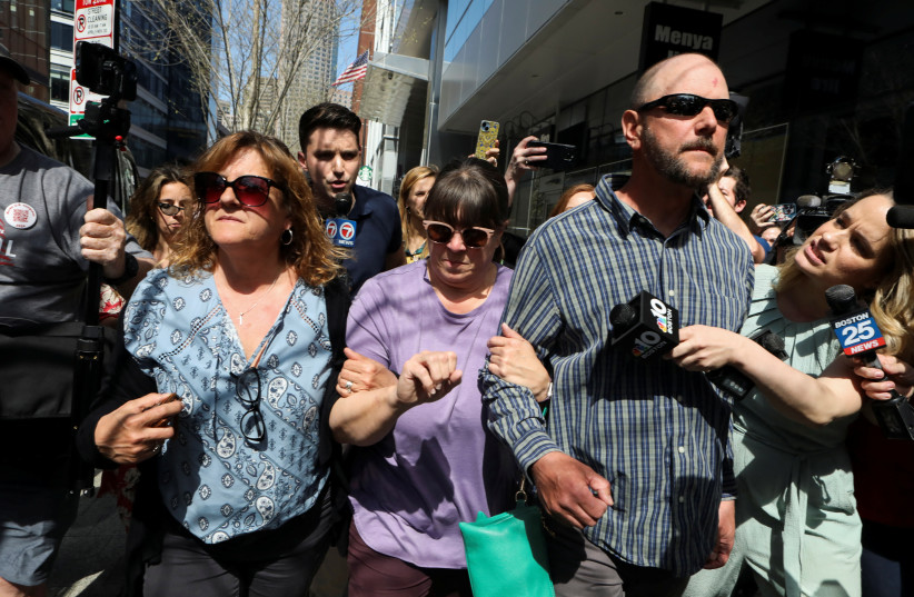  Relatives of Jack Teixeira, a member of the US  Air Force National Guard suspected of leaking highly classified documents, leave the federal courthouse in Boston, Massachusetts, US, April 13, 2023 (credit: REUTERS/LAUREN OWEN LAMBERT)