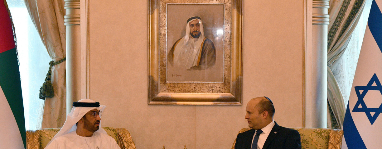  Prime Minister Naftali Bennett meeting with the Minister of Industry and Advanced Technology to the UAE,  Sultan Ahmed Al Jaber, December 13, 2021. 