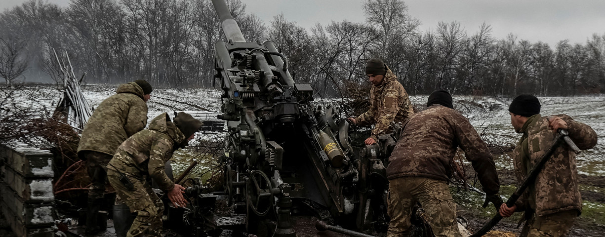 Ukrainian service members fire a shell from an M777 Howitzer at a front line, as Russia's attack on Ukraine continues, in Donetsk Region, Ukraine, November 23, 2022.