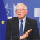 Josep Borrell speaks at a news conference on the Russian military operation against Ukraine, at EU headquarters in Brussels on Sunday