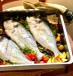  Fish on a bed of vegetables