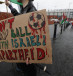  Scotland v Israel - Hampden Park, Glasgow, Scotland, Britain - October 9, 2021 General view as people display signs and Palestine flags outside the stadium before the match Action