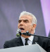  MK Yair Lapid seen at a protest against the judicial overhaul, outside the Israeli parliament in Jerusalem. February 13, 2023. 
