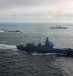 The frigate "Admiral of the Fleet of the Soviet Union Gorshkov" as part of a detachment of ships of the Northern Fleet during the transition from Severomorsk to Kronstadt to participate in the Main Naval Parade.