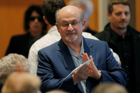  FILE PHOTO: Author Salman Rushdie arrives for the PEN New England's Song Lyrics of Literary Excellence Award ceremony at the John F. Kennedy Library in Boston, Massachusetts, US September 19, 2016.